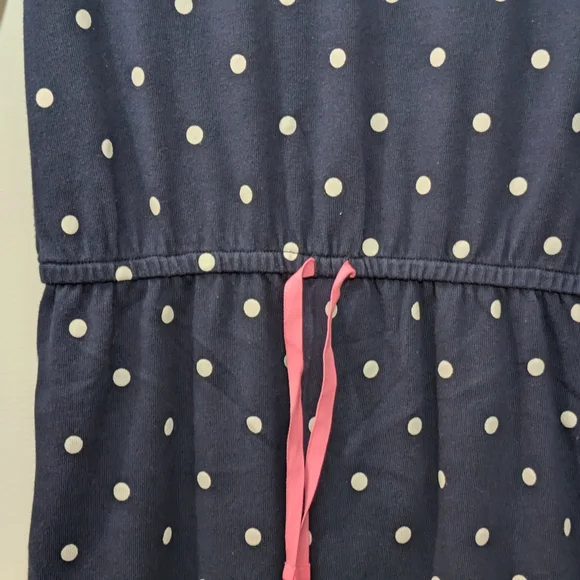 Lands End Long Sleeve Polka Dot Blue White Dress, Girls Medium (10-12) - Picture 3 of 8